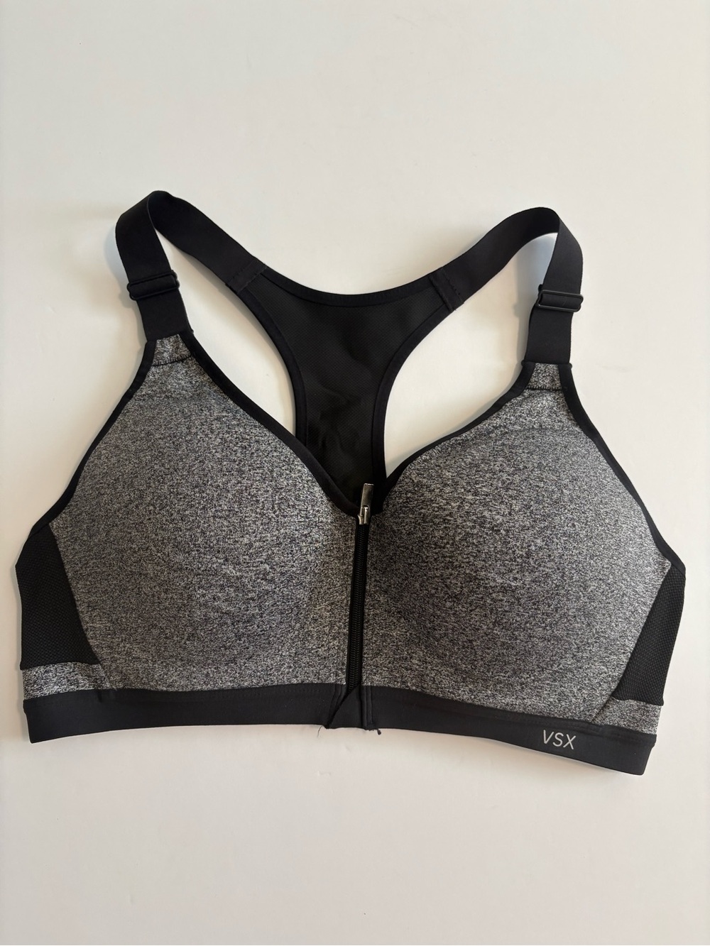 VSX Gray Front-Zip Racerback Sports Bra - High Support 38C